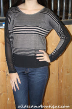 Double Zero | Striped Top with Sheer Trim Black