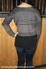 Double Zero | Striped Top with Sheer Trim Black