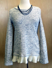 Double Zero | Navy Sweater with Pleated Trim