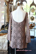 Elan High Neck Low Back Lace Dress Truffle