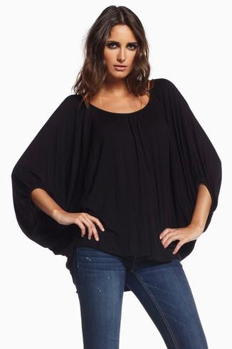 Elan | Solid Black 3/4 Sleeve Top - All Decd Out