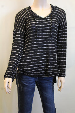 Elan | Striped Hoodie Black