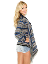 Elan | Blue Sweater Cardigan with Pockets - All Decd Out