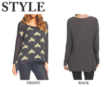 Elan | Star Hi-Lo Charcoal Sweater - All Decd Out
