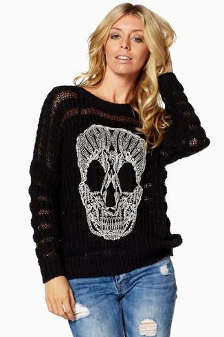 Elan Skull Sweater Black | All Dec'd Out – All Decd Out