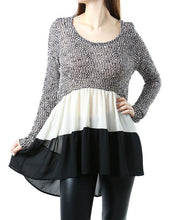 Entro | Tri Color Tunic Top Black