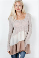 Entro Tri Color Tunic Top Taupe | All Dec'd Out