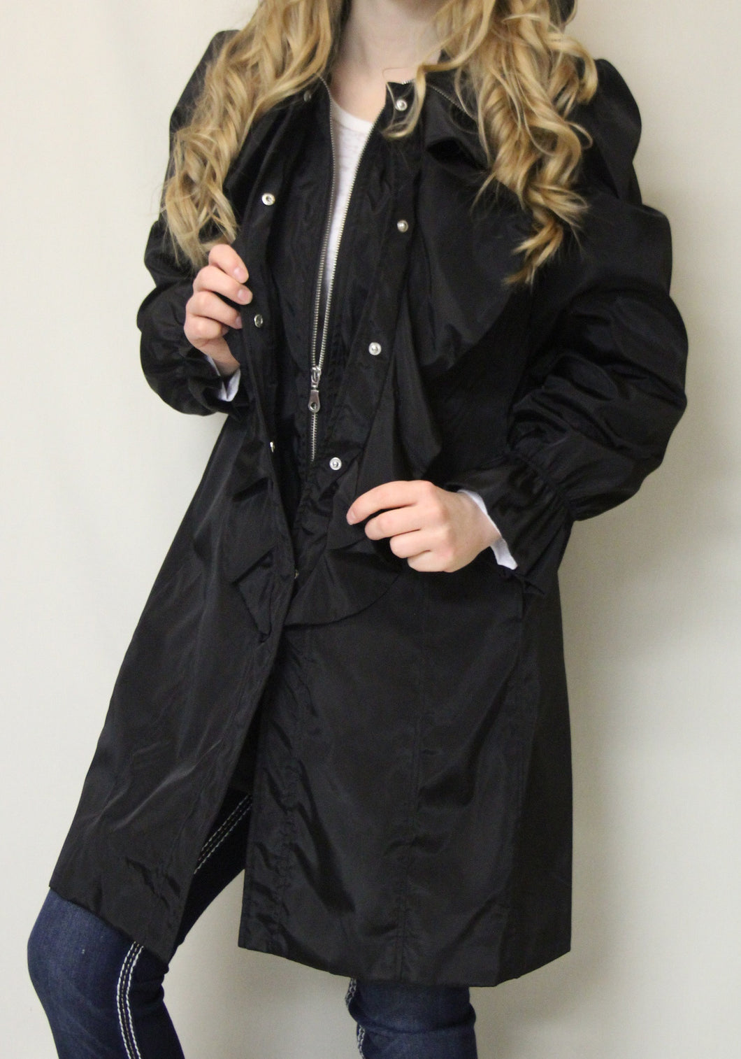 Black zip up coat online