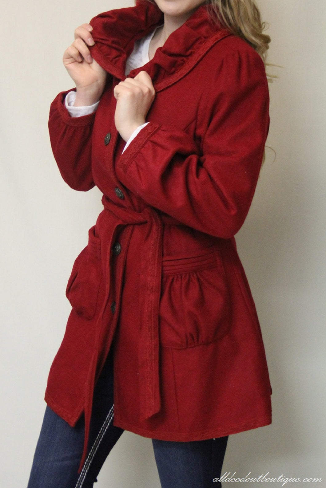 Red button sales up jacket