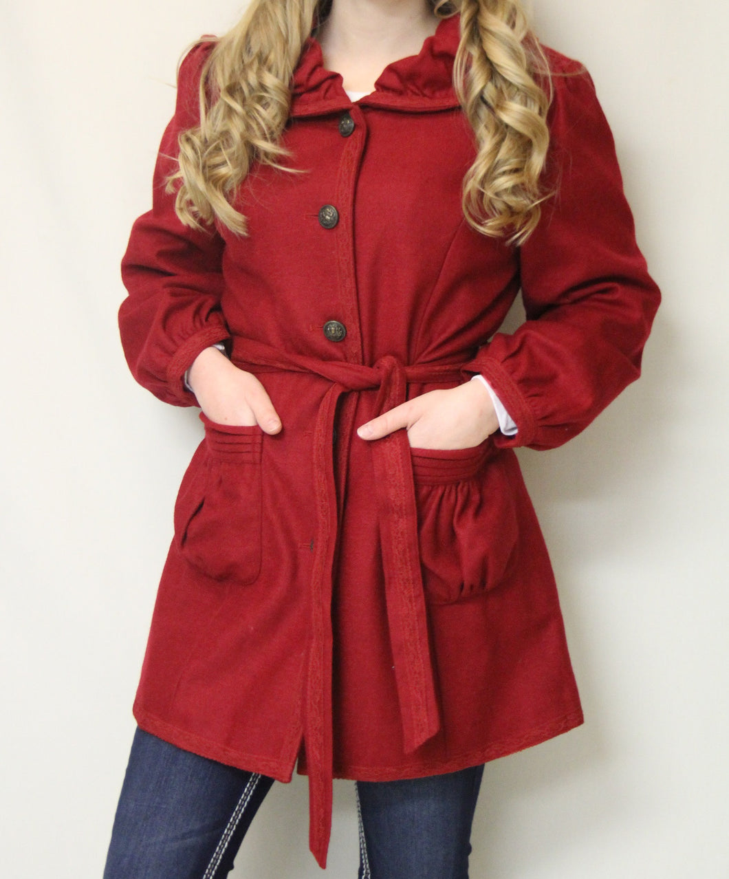 Red button sale up jacket