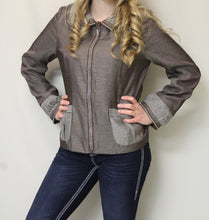 Firmiana | Rhinestone Zip Up Jacket Mocha