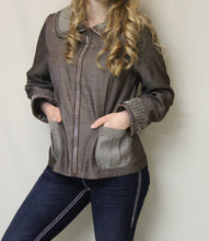 Firmiana | Rhinestone Zip Up Jacket Mocha
