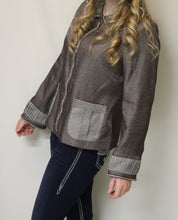 Firmiana | Rhinestone Zip Up Jacket Mocha