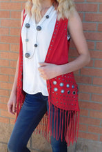Firmiana Vest with Metal Rings and Leather Fringe Red | All Dec'd Out