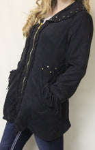 Firmiana | Coat with Zipper and Fringe Black