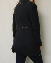 Firmiana | Coat with Zipper and Fringe Black