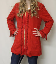 Firmiana | Coat with Zipper and Fringe Red