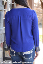 Double Zero | Hi-Lo Top with Beaded Cuffs Royal Blue