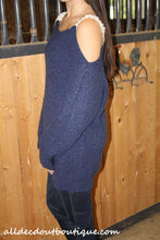 Umgee | Navy Cold Shoulder Sweater