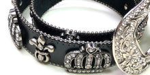Black Leather Crown & Fleur De Lis Belt