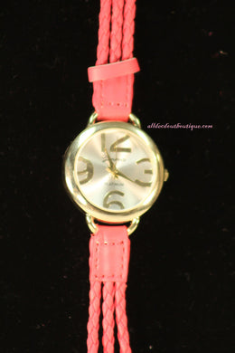 Pink/Silver | Leather Band w/ Buckle Clasp