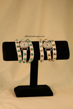 White/White, Gold & Silver Studs & Clear Rhinestones | Leather Band with Button Clasp