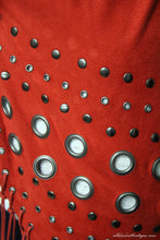 Firmiana Vest with Metal Rings and Leather Fringe Red | All Dec'd Out