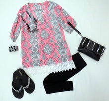 Yahada | Pink Vintage Blouse w/ Floral Trimming