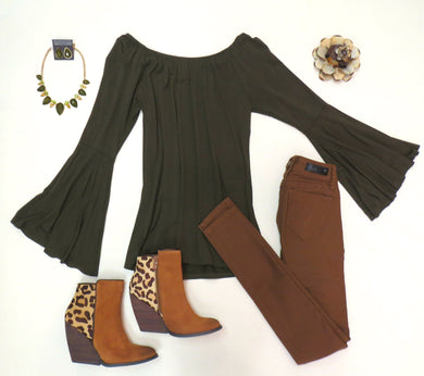 Diosa | Dolman Top Bell Sleeve Olive