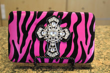 ADO | Bling Cross Zebra Print Clutch Wallet Pink - All Decd Out