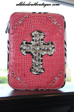 ADO | Pink and Zebra Print Embellished Bible Cover