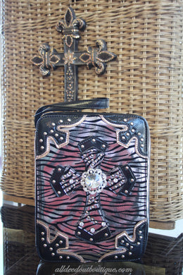 ADO | Silver Zebra and Black Embellished Bible Cover