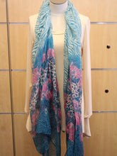 ADO | Wrap Blue and Pink Zebra/Cheetah Scarf