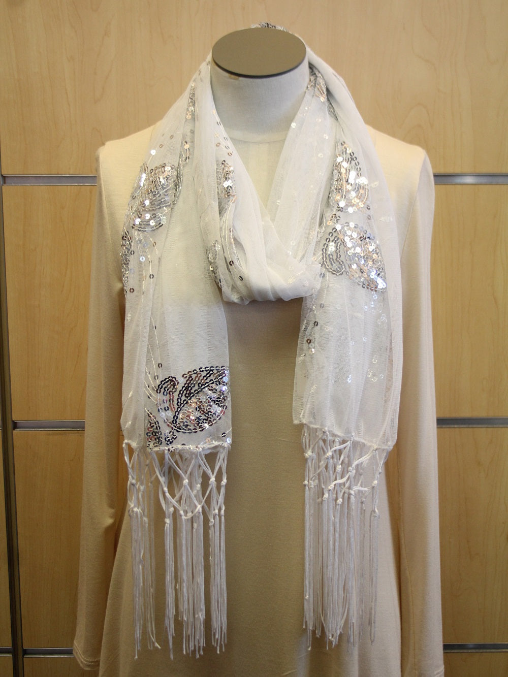 ADO | Wrap White Sequence Butterfly Scarf