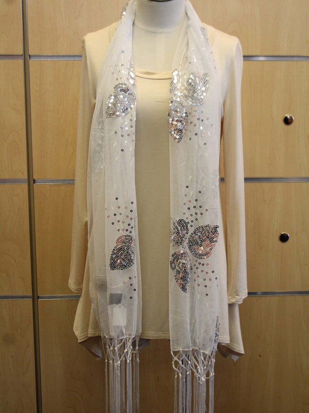 ADO | Wrap White Sequence Butterfly Scarf