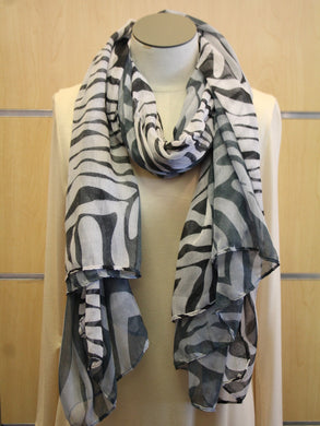 ADO | Wrap White and Grey Zebra Scarf
