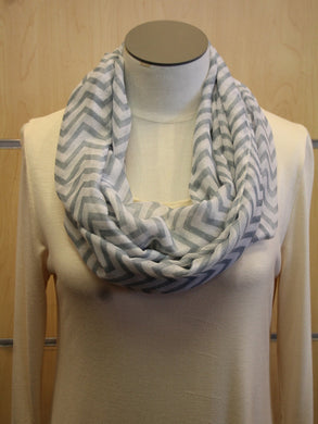 ADO | Infinity Grey and White Chevron Scarf - All Decd Out