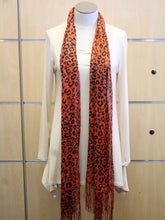 ADO | Wrap Orange Leopard Fringe Scarf