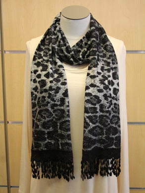 ADO | Wrap Black and Grey Leopard Sparkle Scarf