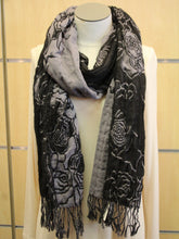 ADO | Wrap Grey and Black Floral Scarf