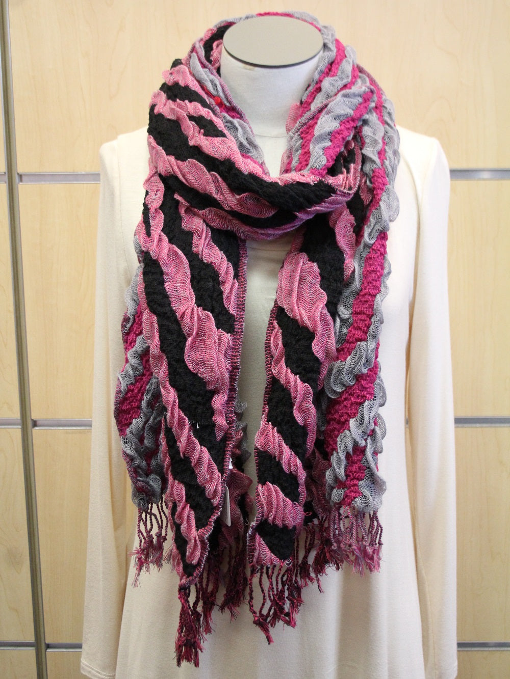 ADO | Wrap Pink and Grey Bubble Scarf