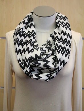 ADO | Infinity Black and White Zig Zag Scarf - All Decd Out