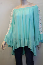 J&M | Lace Sleeve Over-sized Tunic Mint