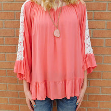 J&M | Lace Sleeve Over-sized Tunic Coral