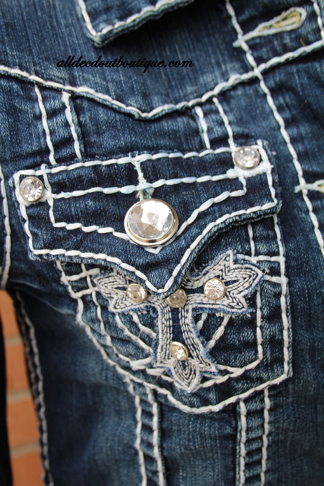 L.A. Idol Dark Denim Jacket with Rhinestones | All Decd Out