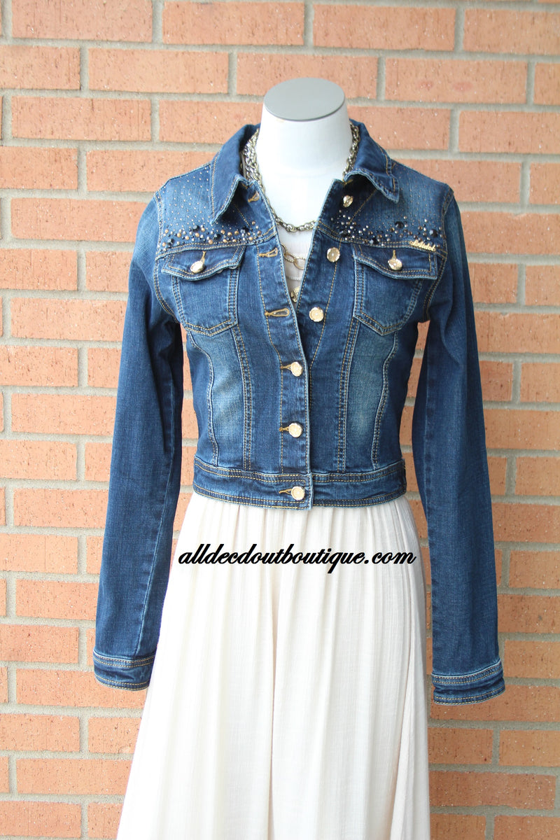 L.A. Idol | Jeweled Dark Denim Jacket