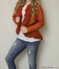 Lily | Crochet Orange with Ruffle Trimming and Sequin Cardigan