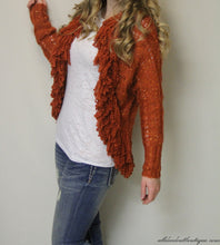 Lily | Crochet Orange with Ruffle Trimming and Sequin Cardigan