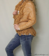 Lily | Crochet Peach with Ruffle Trimming and Sequin Cardigan