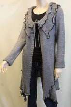 Lily | Crochet Sweater Cardigan Grey with Black Trimming with Sequin